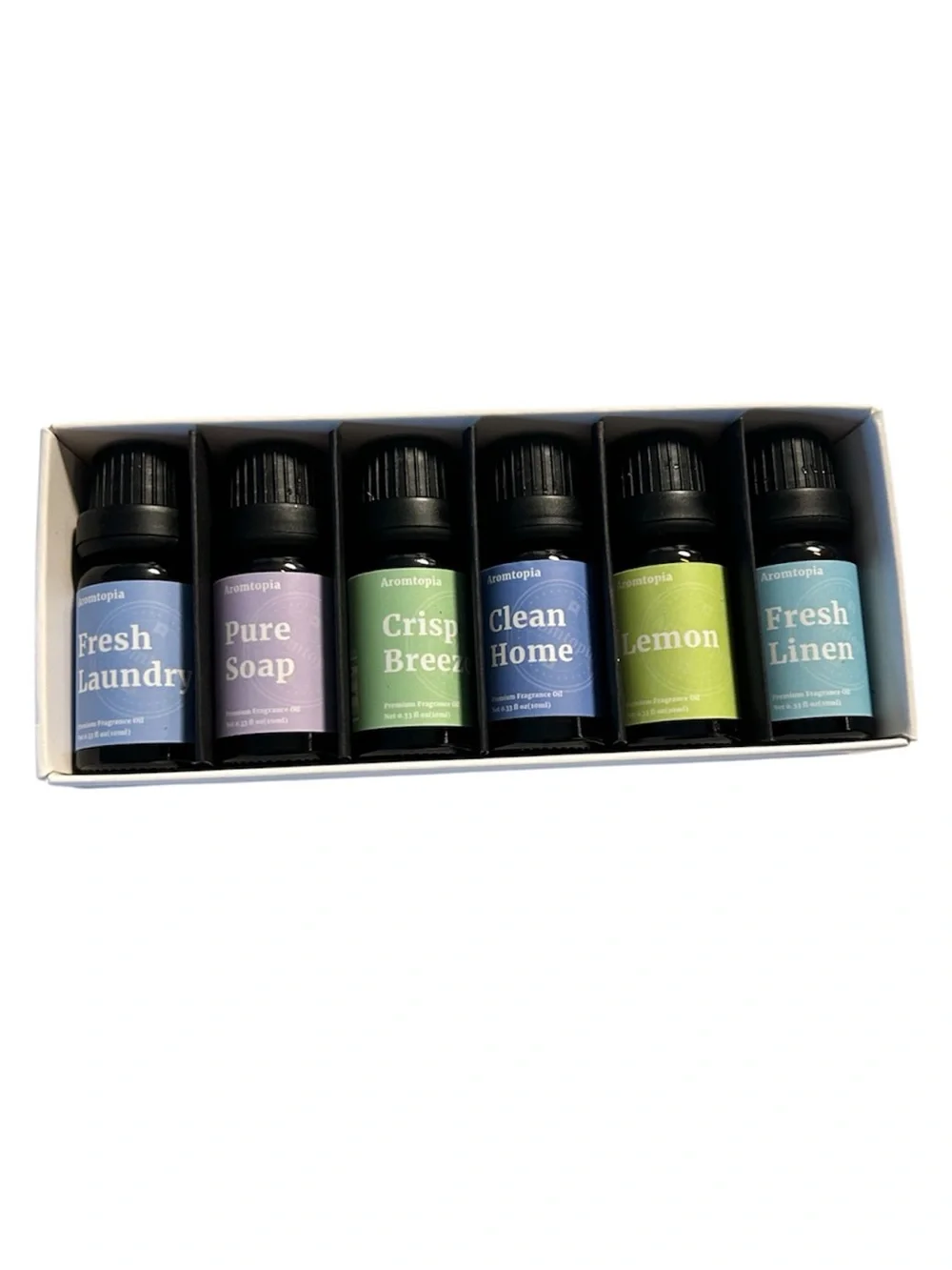 Topia Essential Oil Bottle Set with Blue and Green Labels